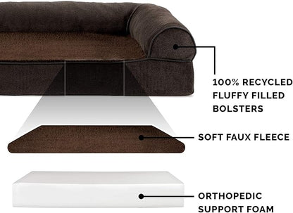 Furhaven Orthopedic Dog Bed for Large Dogs w/ Removable Bolsters & Washable Cover 125 lbs