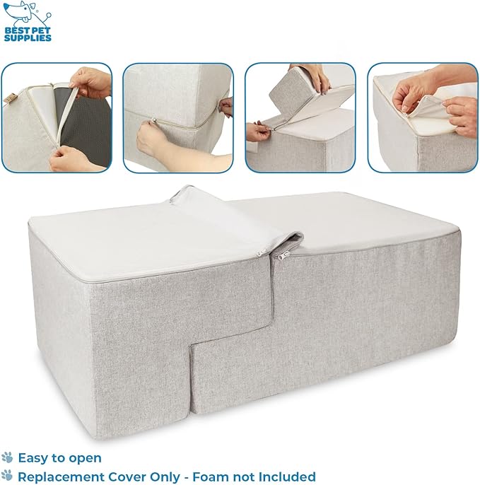 Best Pet Supplies Foldable Pet Stairs Cover for Foam Dog Ramps 4-Step