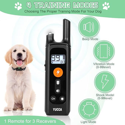 Yucca Dog Shock Collar with Remote 2600Ft 4 Training 60-100 lbs