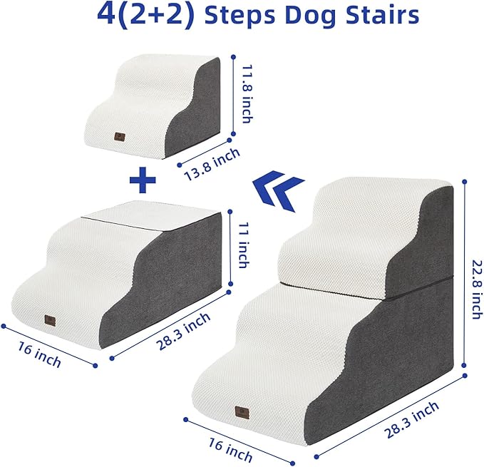 Pettycare Dog Stairs Ramp for High Beds and Couch 4 Steps,Beige