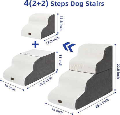 Pettycare Dog Stairs Ramp for High Beds and Couch 4 Steps,Beige