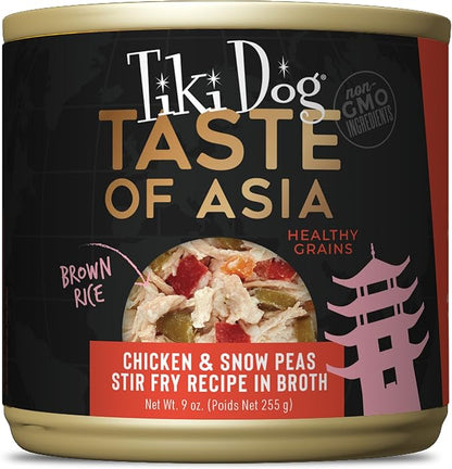 Tiki Dog Taste of The World Wet Dog Food, Asia Chicken & Snow Peas Stir Fry, 9 oz. Cans (8 Count)