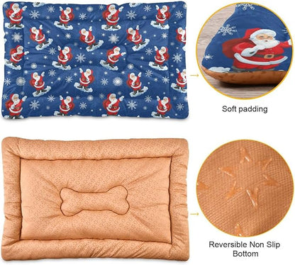 Christmas Cute Santa Claus Pet Bed Pad Soft Dog Bed Mat with Anti-Slip Bottom 24 * 18inches