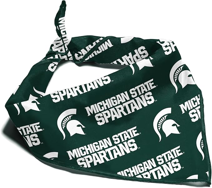 NCAA Officially Licensed Bandana for Dogs and Cats | Fits Pets Great Gift Idea | Easy-to-Tie (Large, Michigan State Spartans)