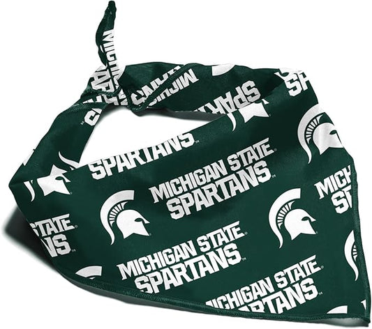 NCAA Officially Licensed Bandana for Dogs and Cats | Fits Pets Great Gift Idea | Easy-to-Tie (Large, Michigan State Spartans)