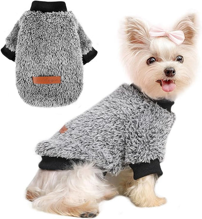 Dog Sweaters for Small Dogs Girl Boy Winter Puppy Sweater Clothes Fleece Warm Pet Outfit for Chihuahua Yorkie Teacup Cute Plain Cold Weather Dog Coat Cat Apparel Clothing (Medium