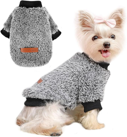 Dog Sweaters for Small Dogs Girl Boy Winter Puppy Sweater Clothes Fleece Warm Pet Outfit for Chihuahua Yorkie Teacup Cute Plain Cold Weather Dog Coat Cat Apparel Clothing (Medium