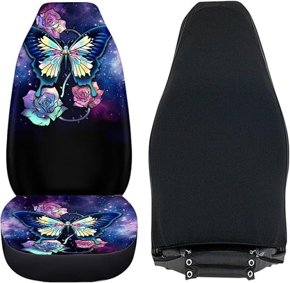 Galaxy Blue Butterfly Print Car Seat Covers for Women