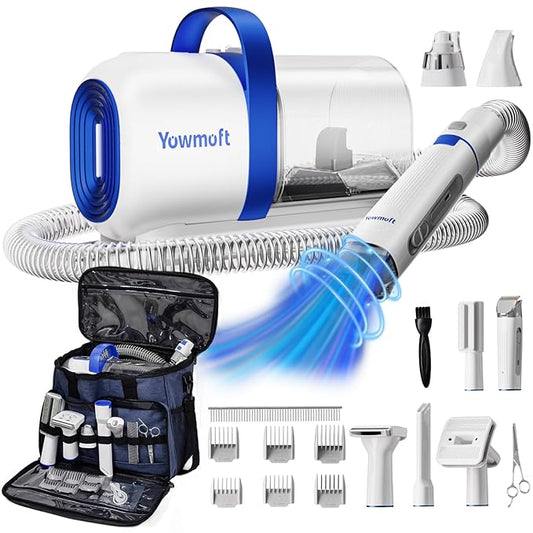 Dog Grooming Vacuum & Dog Grooming Kit, Dog Vacuum for Shedding Grooming with 2 L Capacity, Max 11 Kpa Dog Hair Vacuum with 15 Pet Grooming Tools & Bag, Pet Grooming Vacuum for Dogs/Cats/Home