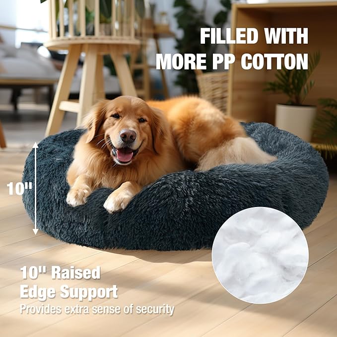 Veehoo Calming Dog Bed Cat Bed 100 lbs 36", Navy