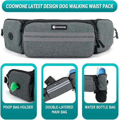 Hands Free Dog Leash with Dog Walking Fanny Pack for Large Medium Small Dogs