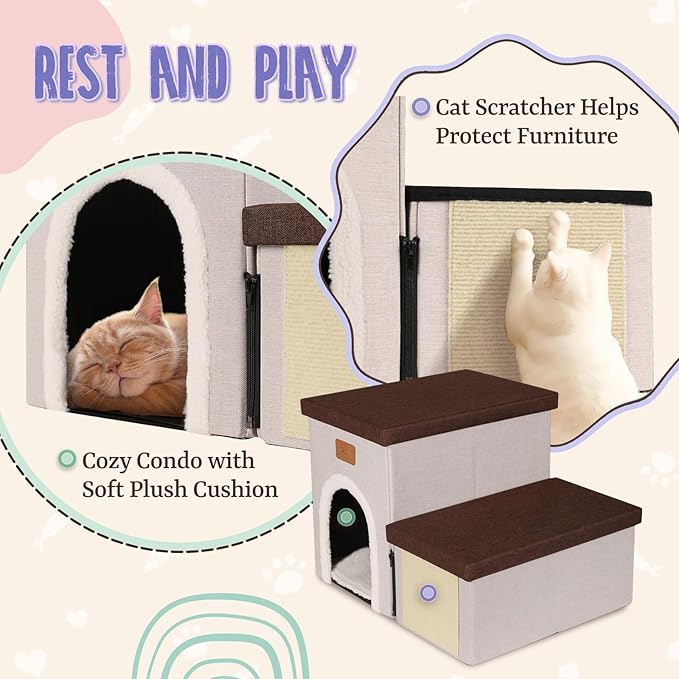 downluxe Dog Stairs for Small Dogs (2-Step Pet