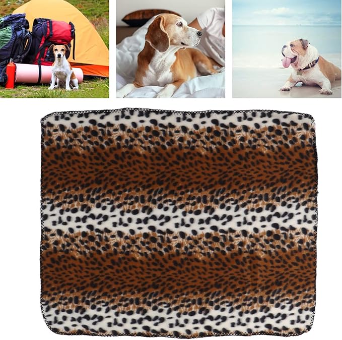 Fleece Pet Blanket, Effectively Isolate Stains Warm and Comfortable Blanket Kennel Blanket for Camping for Travel for Hotel for Beach(Leopard Print, S)