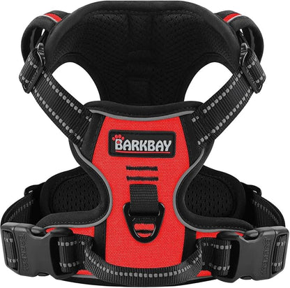 BARKBAY Dog Harness No Pull for Large Dogs - Adjustable, Reflective, Comfortable, No Choke, Heavy-Duty - Perfect for Outdoor Training, Walking, and Hiking - Strong & Durable - XL & Red