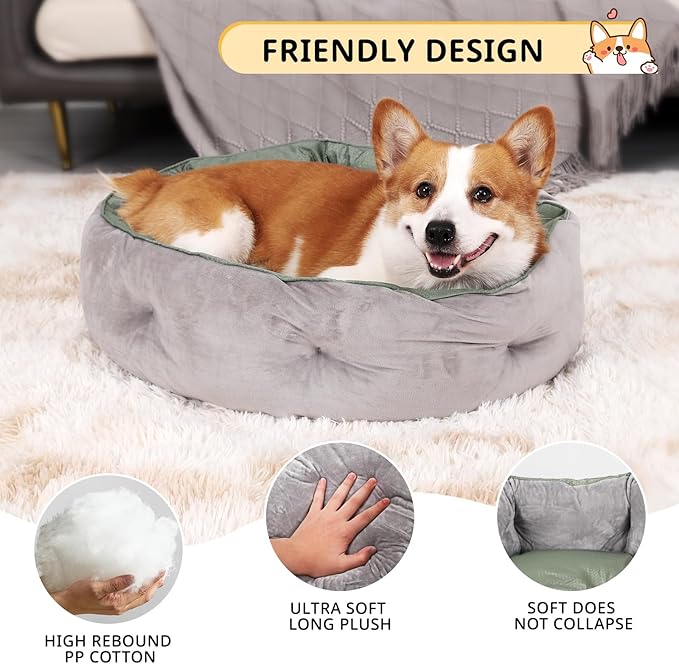 Dual-Sided Dog Beds for Medium & Small Dogs 20" L 20" W 6" Th)