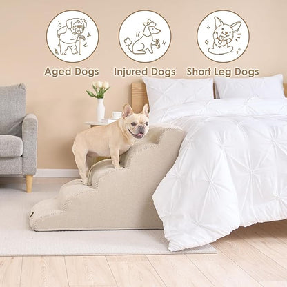 EHEYCIGA Curved Dog Stairs for High Beds 22.6" H 5-Step Dog