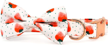 Strawberry Dog Bow Tie Dog Collar Accessory