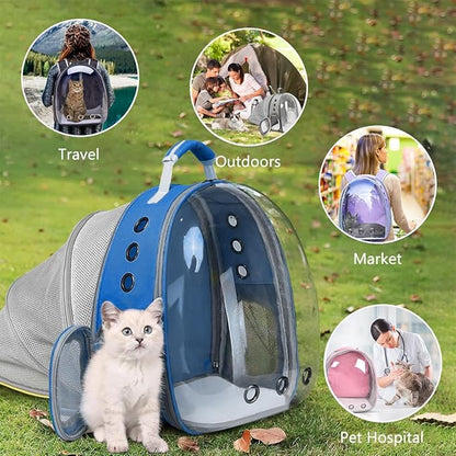 TOYSINTHEBOX Cat Backpack Carrier, Expandable Pet Bubble Backpack for Cat Small Dog Pet Travel Carrier Breathable Carrying Bag for Hiking, Travelling, Walking, Camping & Outdoor Up to 13 Lbs Blue