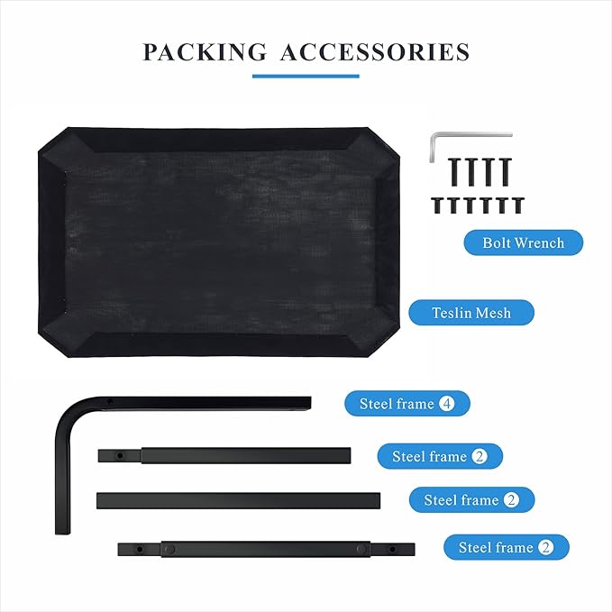 Portable Raised Cooling Steel-Framed Elevated Pet Bed