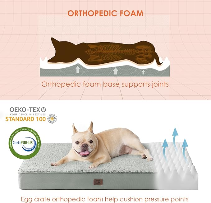 EHEYCIGA Orthopedic XXL Dog Beds for Jumbo Dogs with Removable Washable Cover for Crate 47x29