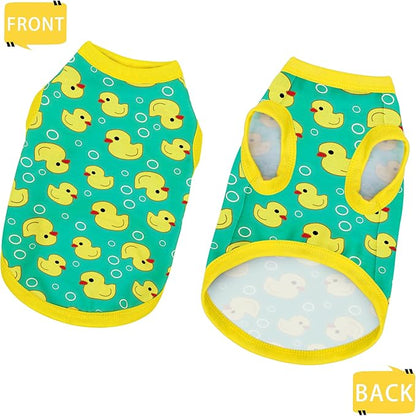 Adorable Yellow Duck Dog Shirt: Lightweight Polyester Cartoon Puppy Vest, Small Medium & Large Dog T-Shirt, Summer Pet Clothes, Cute Dog Apparel, Breathable Dog Tank Top XS