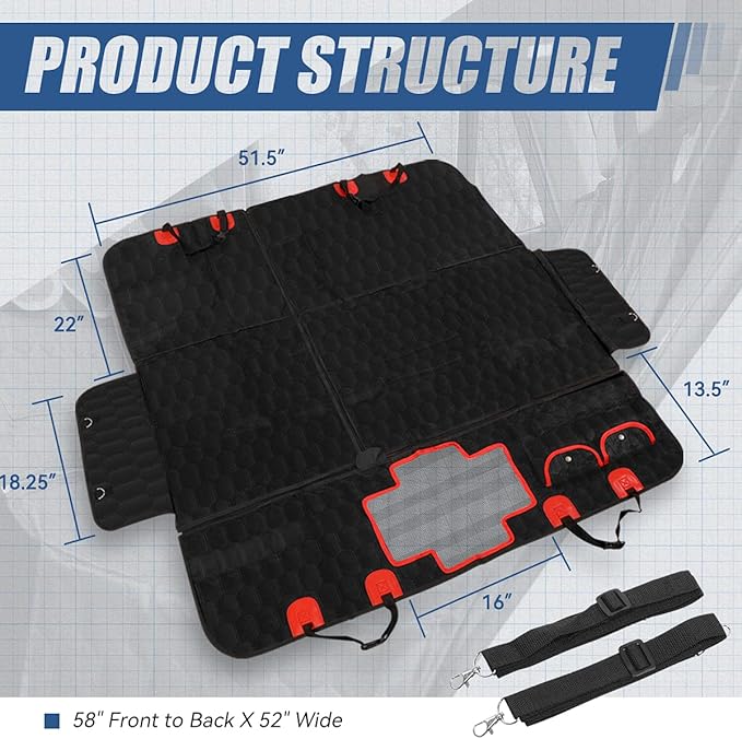 Auto Dynasty Hammock Style Waterproof Pet Dog Back Seat Protector Cover with Center Mesh Window and Anti-Slip Padding for Cars