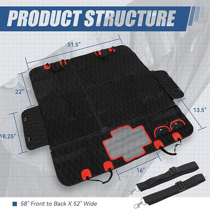 Auto Dynasty Hammock Style Waterproof Pet Dog Back Seat Protector Cover with Center Mesh Window and Anti-Slip Padding for Cars