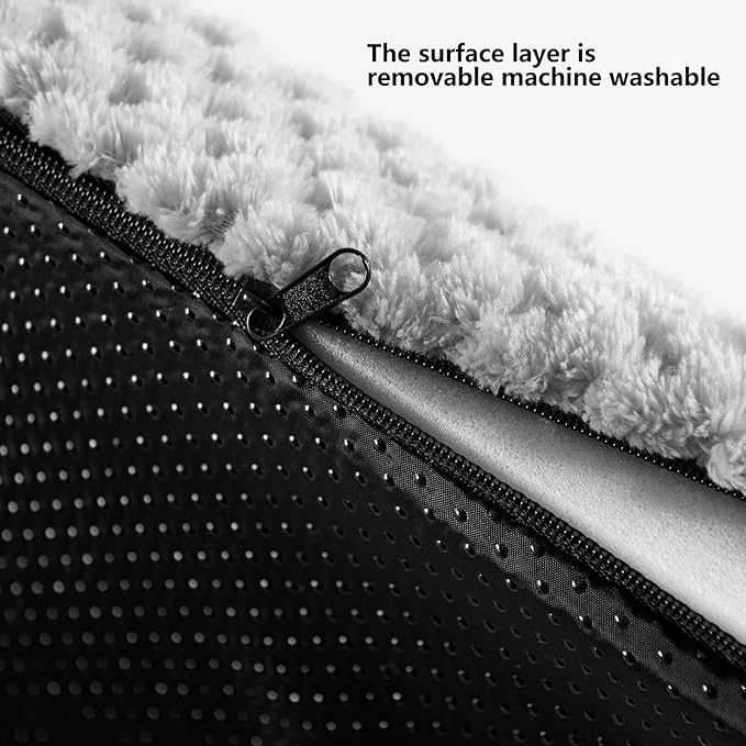 Memory Foam Dog Bed Crate Pad for Small Size Dog Soft Fluffy Kennel Pad Crate Mat for Dog Mattress Anti-Slip Comfy Puppy Bed for Pet 29x20.5 Inch,Grey