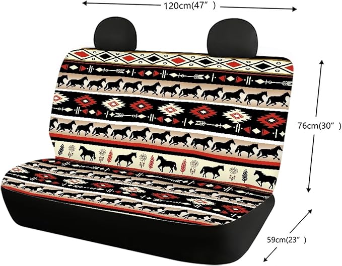AFPANQZ Aztec Dreamcatcher Horses Car Seat Cover Rear Seats Only High Stretchy Washable Bucket Seat Cushion Protector Backseats Covers for Girls Women