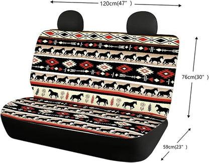 AFPANQZ Aztec Dreamcatcher Horses Car Seat Cover Rear Seats Only High Stretchy Washable Bucket Seat Cushion Protector Backseats Covers for Girls Women