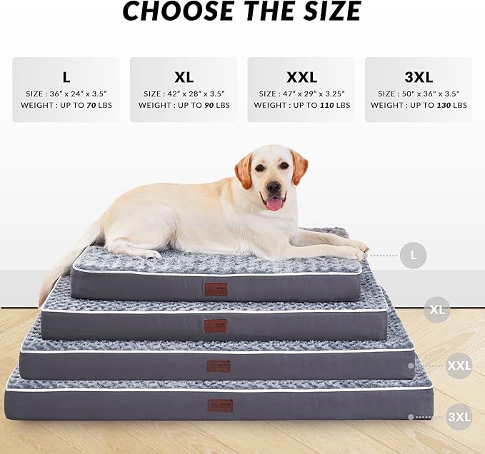 Figopage Orthopedic Memory Foam Dog Bed for Large Dogs