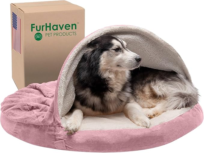 Furhaven 44" Round Memory Foam Dog Bed for Large Dogs w/ Removable Washable Cover 80 lbs 44-inch