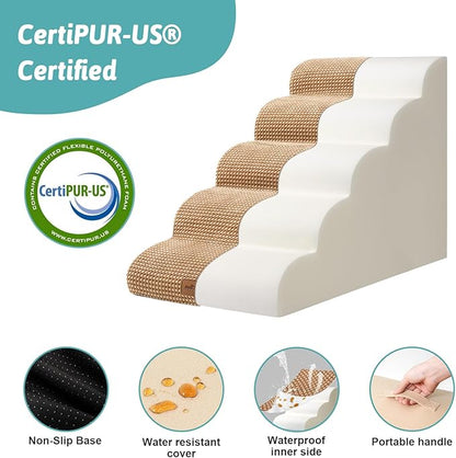 Dog Stairs for High Bed 23" H 15.7x33x22.6in, Light 5 Tiers