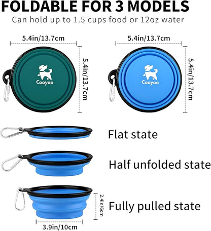 COOYOO Collapsible Dog Bowl,2 Pack Collapsible Dog Water Bowls for Cats Dogs,Portable Pet Feeding Watering Dish for Walking Parking Traveling with 2 Carabiners