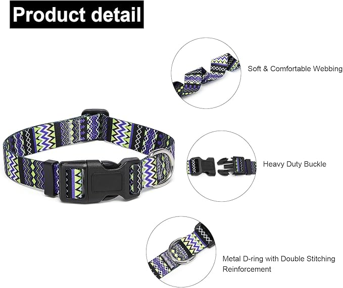 Adjustable Dog Collar with Patterns