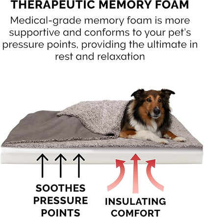 Furhaven Memory Foam Dog Bed for Large/Medium Dogs w/ Removable Washable Cover 55 lbs