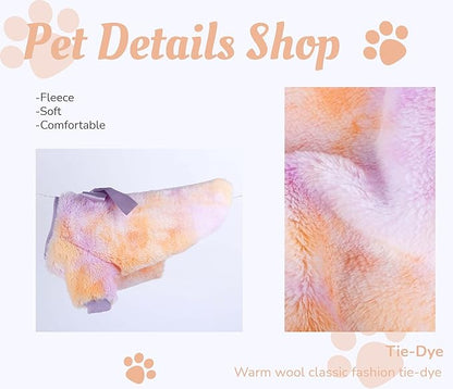 Dog Sweaters for Medium Dogs Girl Boy Puppy Winter Sweater Shirt Tie-Dye XXS Pet Clothes Outfit for Chihuahua Yorkie Fleece Warm Cat Apparel Clothing (XX-Small 3)