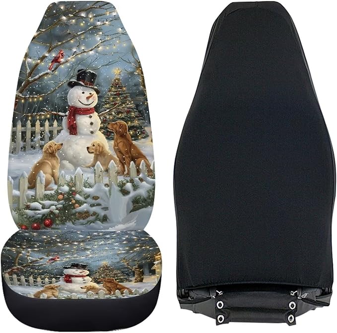 Christmas Snowman Light Car Seat Covers Full Set of 2