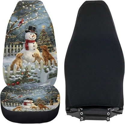 Christmas Snowman Light Car Seat Covers Full Set of 2