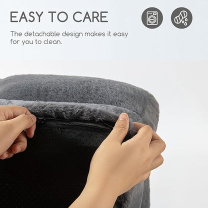 Hollypet Fluffy Plush Dog Cat Pet Sofa Couch Soft Calming Pet Beds for Medium Small Cats and Dogs