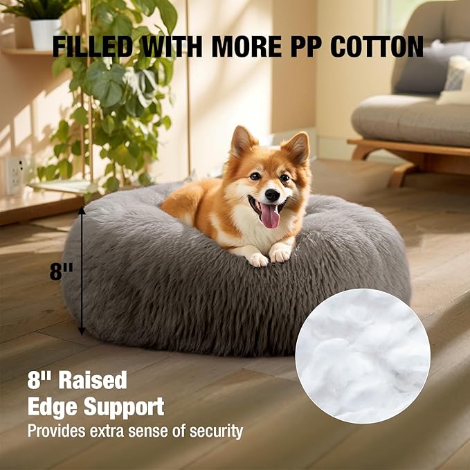 Veehoo Calming Dog Bed for Medium Small Dog 25 lbs 23", Brown