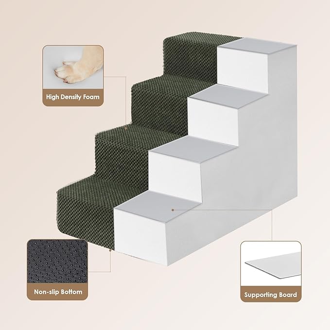 EHEYCIGA Dog Stairs for Bed 18”H 4-Step Dog