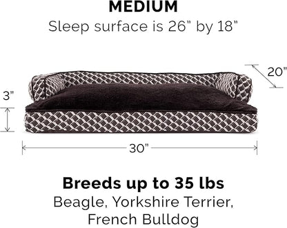 Furhaven Pillow Dog Bed for Medium/Small Dogs w/ Removable Bolsters & Washable Cover