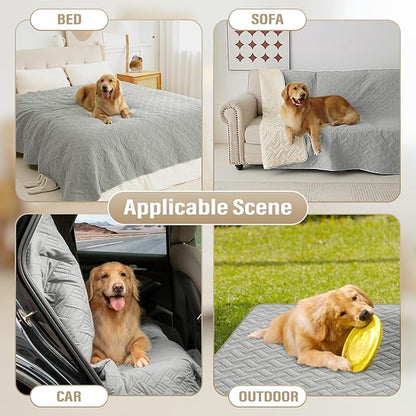 Dog Bed Cover for Pets Blankets Rug Pads for Couch Protection Waterproof Bed Covers Dog Blanket Furniture Protector Reusable Changing Pad (Light Grey+Ivory, 82"x82")