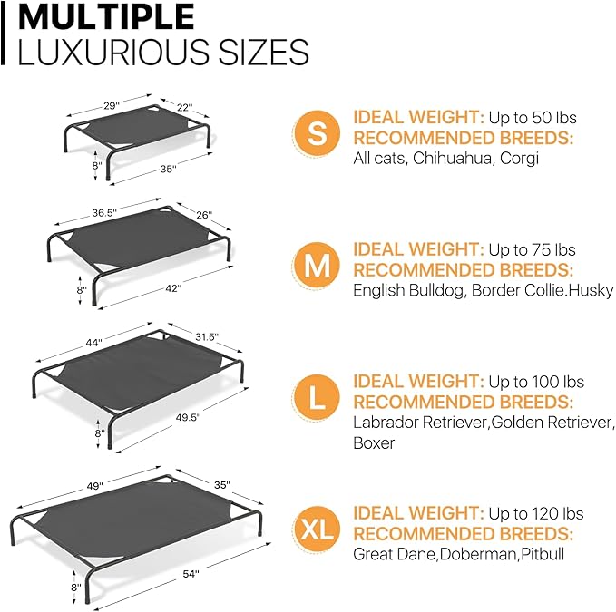 MoNiBloom Elevated Dog Bed for Large Dogs 50 Inches