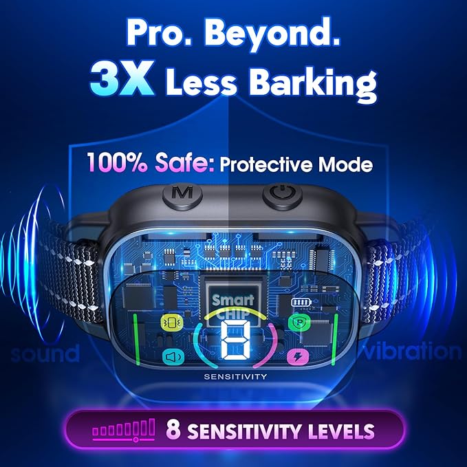 NHUJK Bark Collar- Smart Dog Bark Collar for Small Medium Large Dogs 8 Adjustable