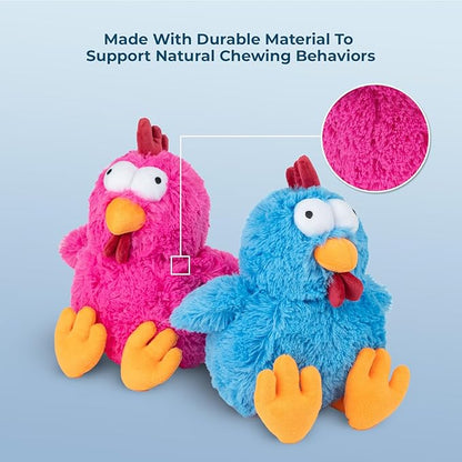 Best Pet Supplies Mrs. Cluck Interactive Squeaky Plush Toy for Small and Medium Breed Puppies or Dogs – Mrs. Cluck (Fuchsia)