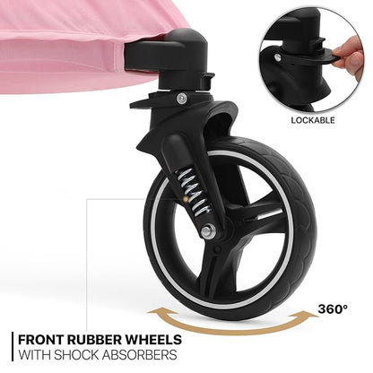 MoNiBloom Pet Stroller for Large Dogs or Multiple Dogs Cats with Adjustable Handle 3-Wheels Dual 55 lbs,