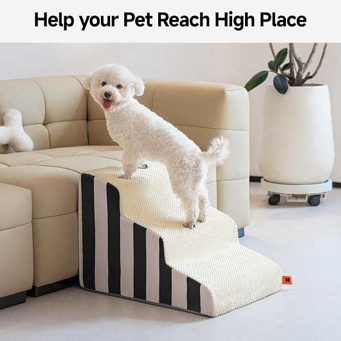 MEWOOFUN Dog Stairs for Small Dogs 3-Tier Dog 50lbs Small