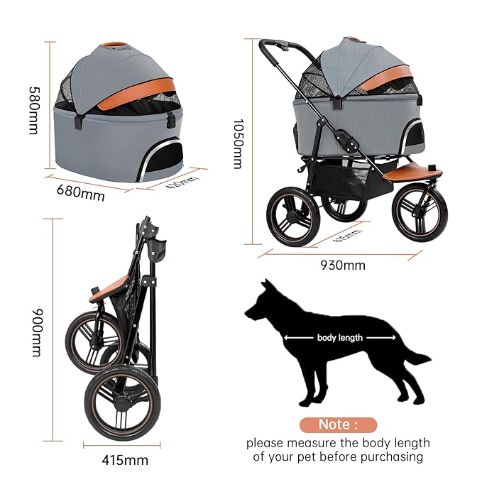 Dog Stroller for Medium Small Dogs 3 in1 3 Wheels